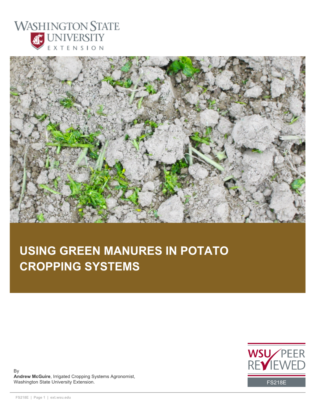 Using Green Manures in Potato Cropping Systems