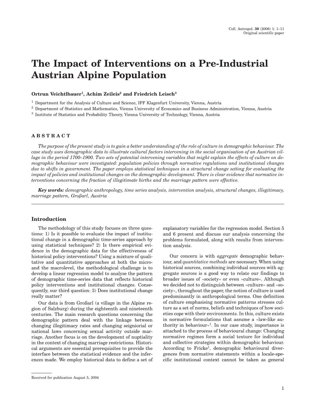The Impact of Interventions on a Pre-Industrial Austrian Alpine Population
