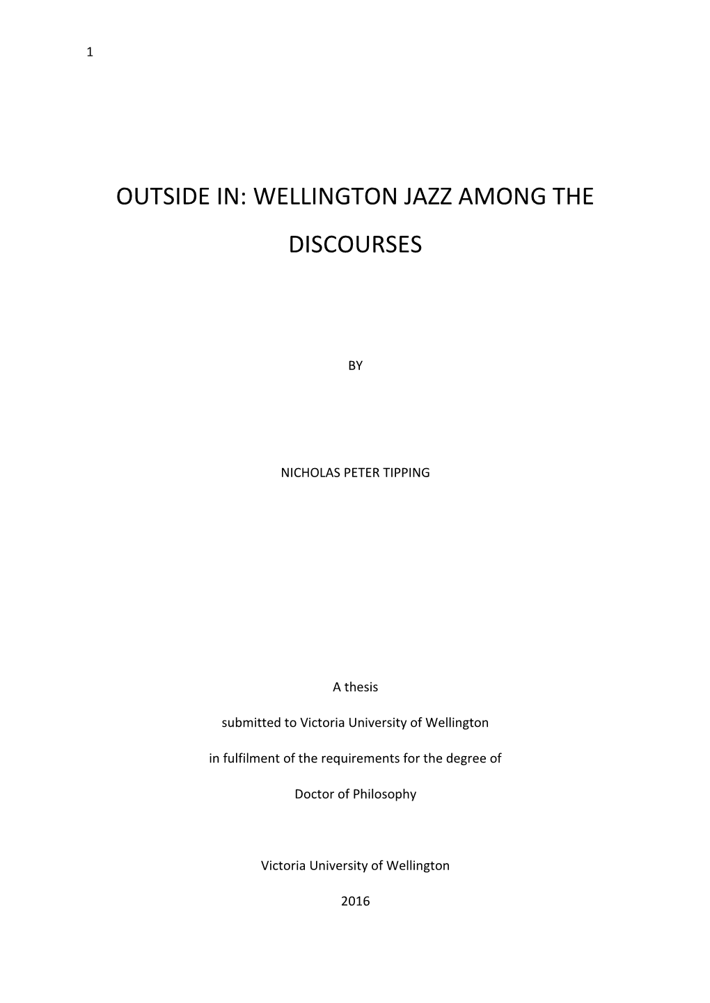 Wellington Jazz Among the Discourses