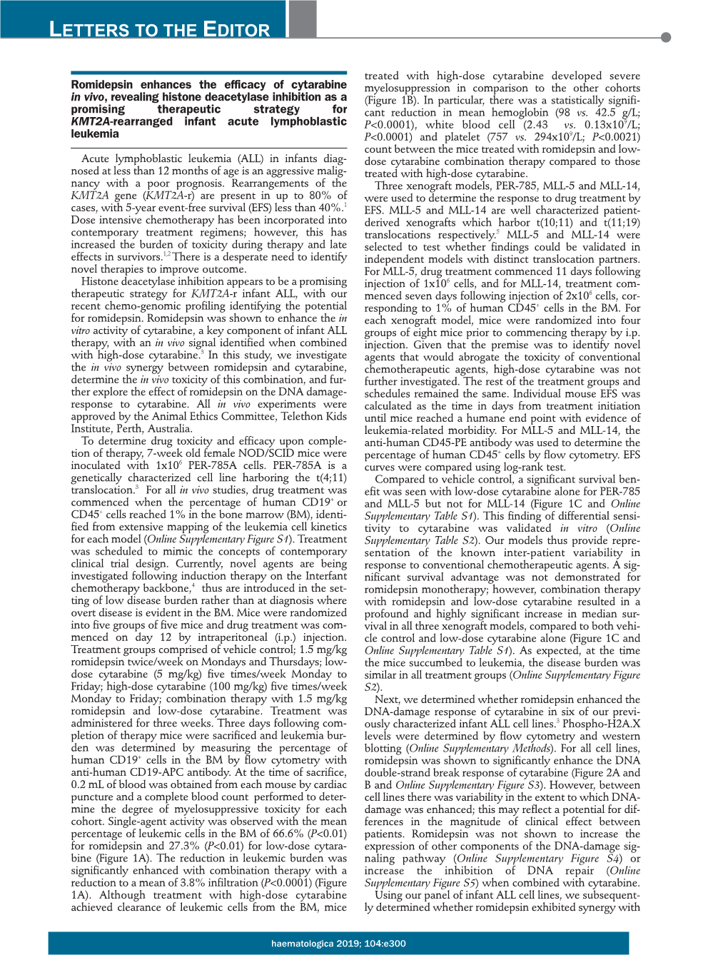 Romidepsin Enhances the Efficacy of Cytarabine in Vivo, Revealing Histone Deacetylase Inhibition As a Promising Therapeutic Stra