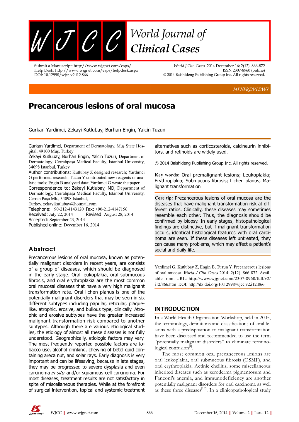 World Journal of Clinical Cases