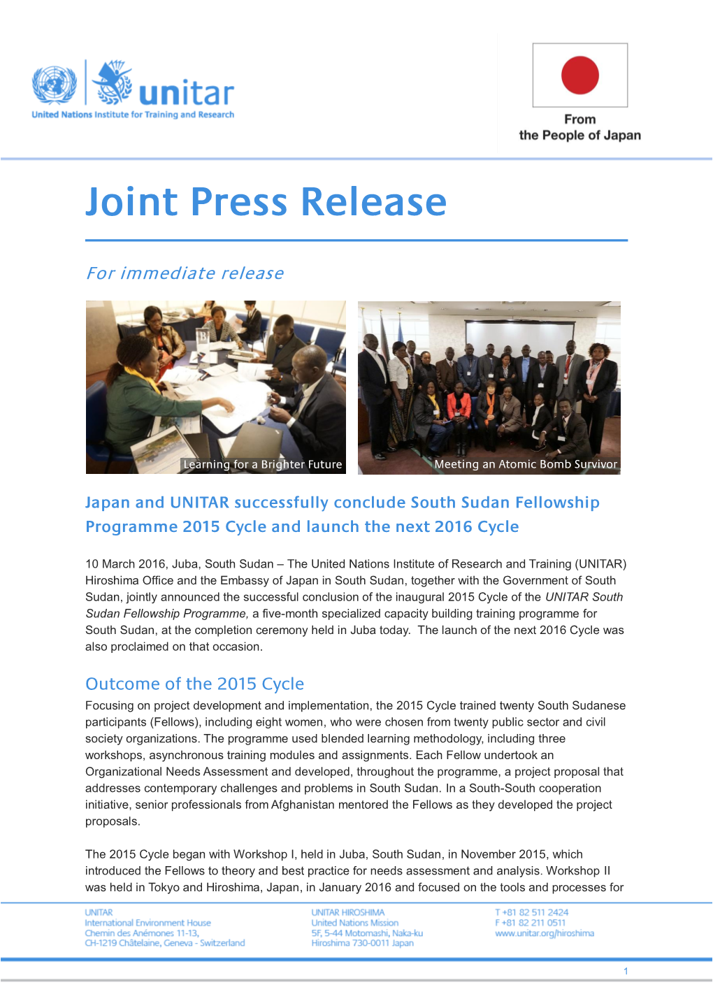 Joint Press Release