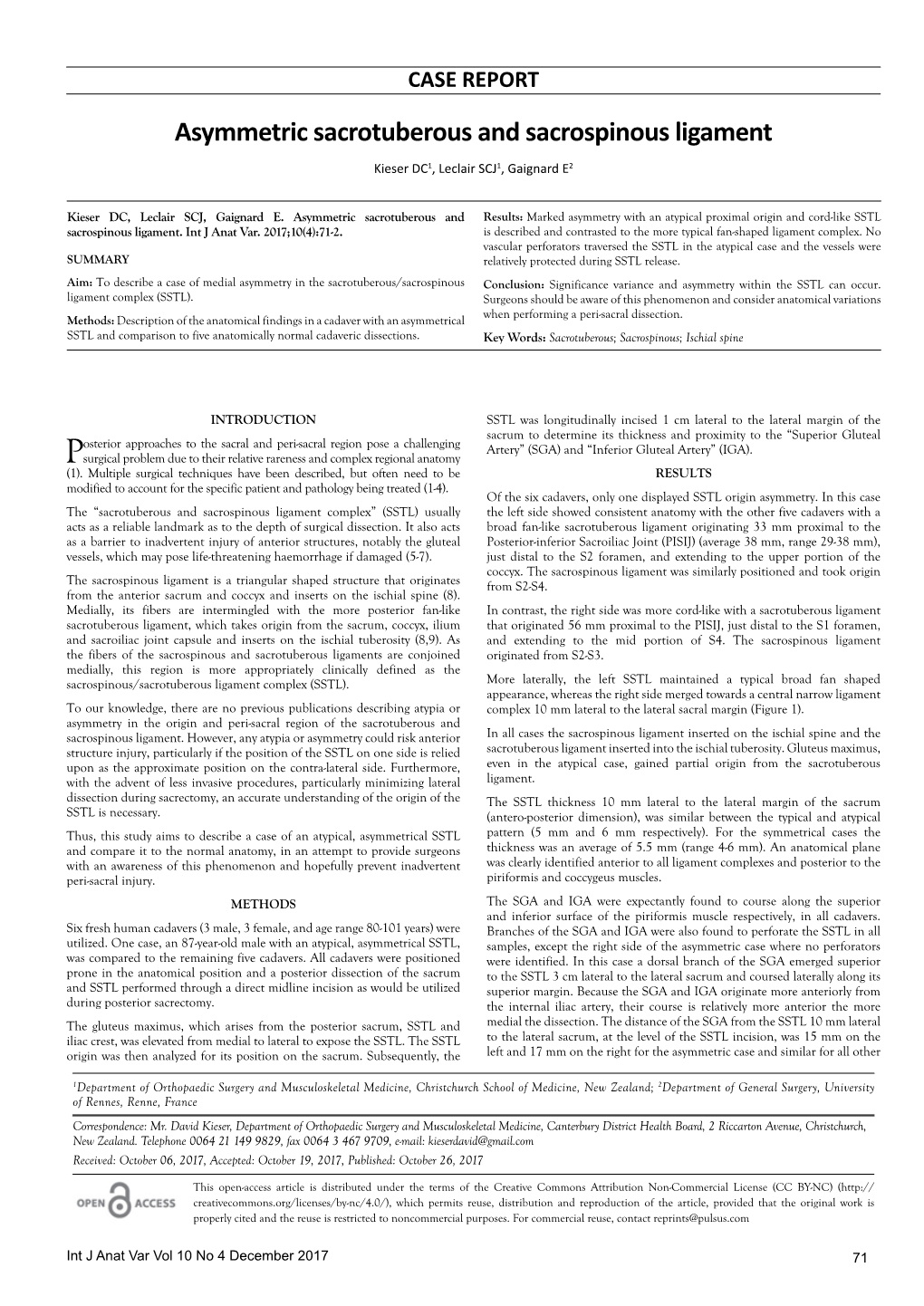 Asymmetric Sacrotuberous and Sacrospinous Ligament