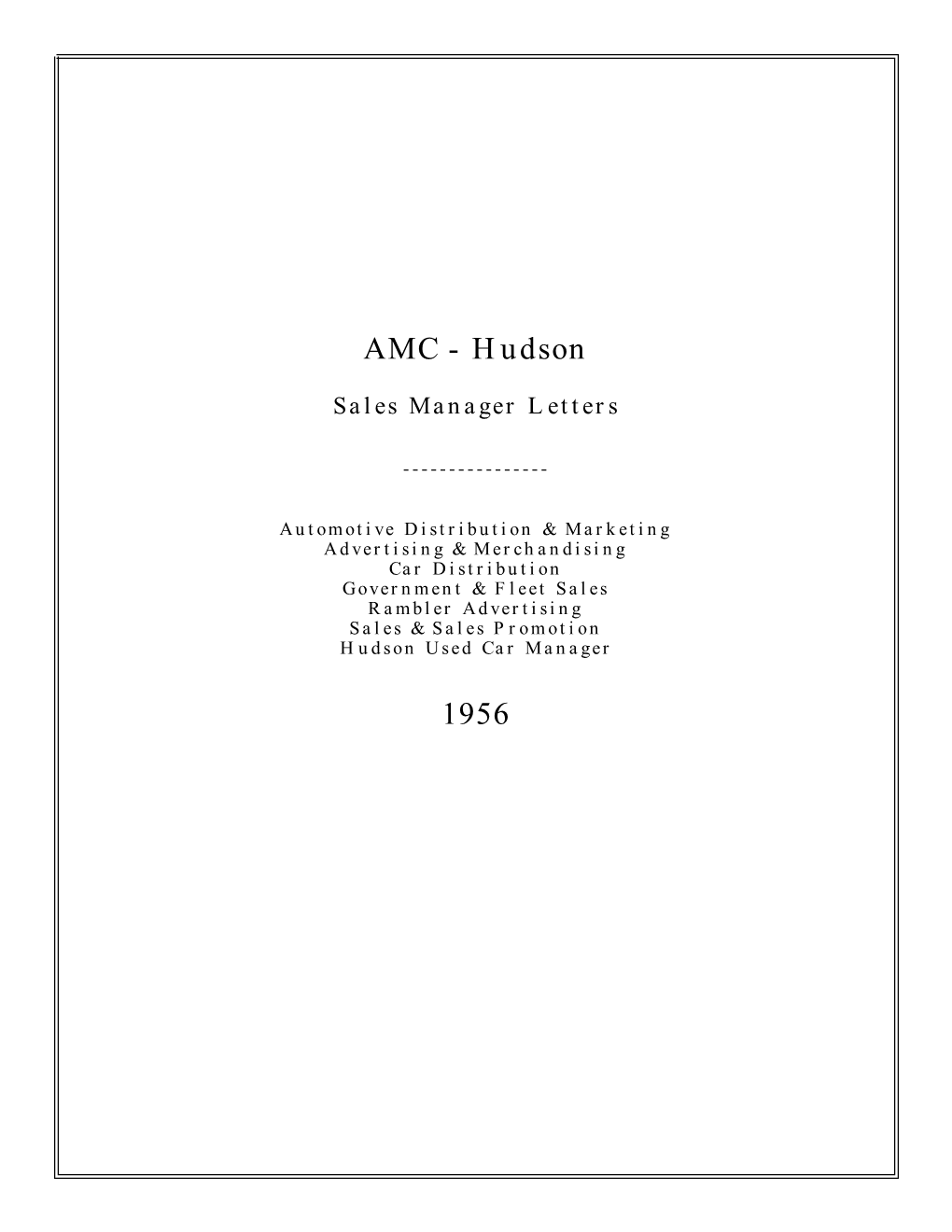 1956 Hudson Sales Managers Letters