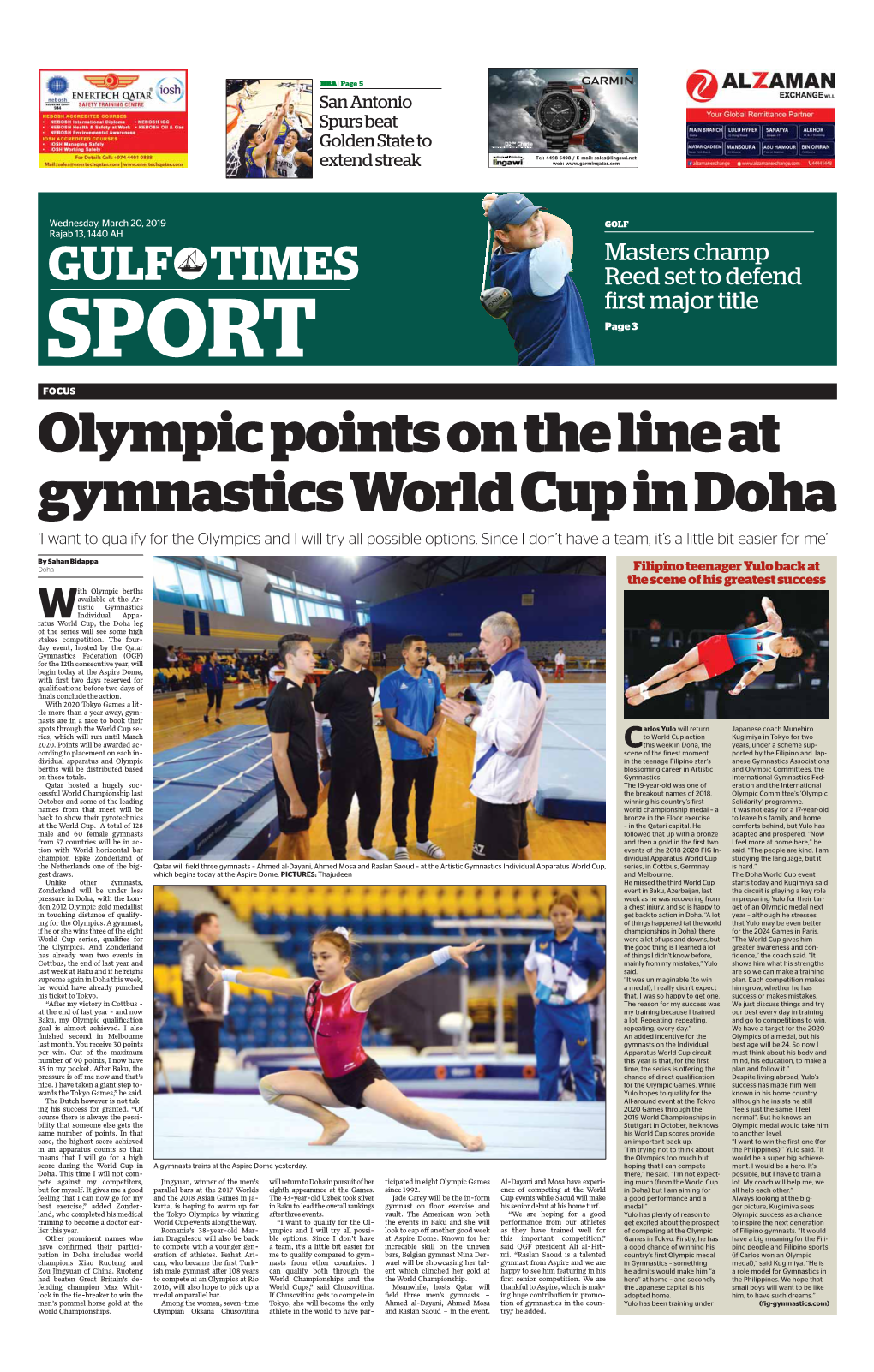 Olympic Points on the Line at Gymnastics World Cup in Doha ‘I Want to Qualify for the Olympics and I Will Try All Possible Options