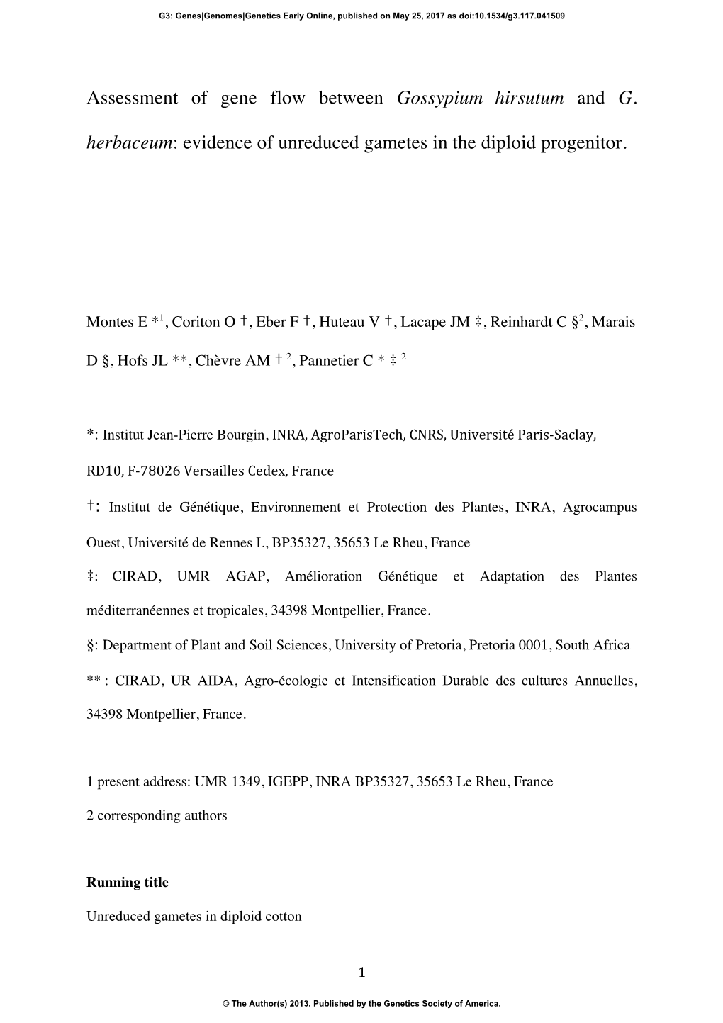 Assessment of Gene Flow Between Gossypium Hirsutum and G