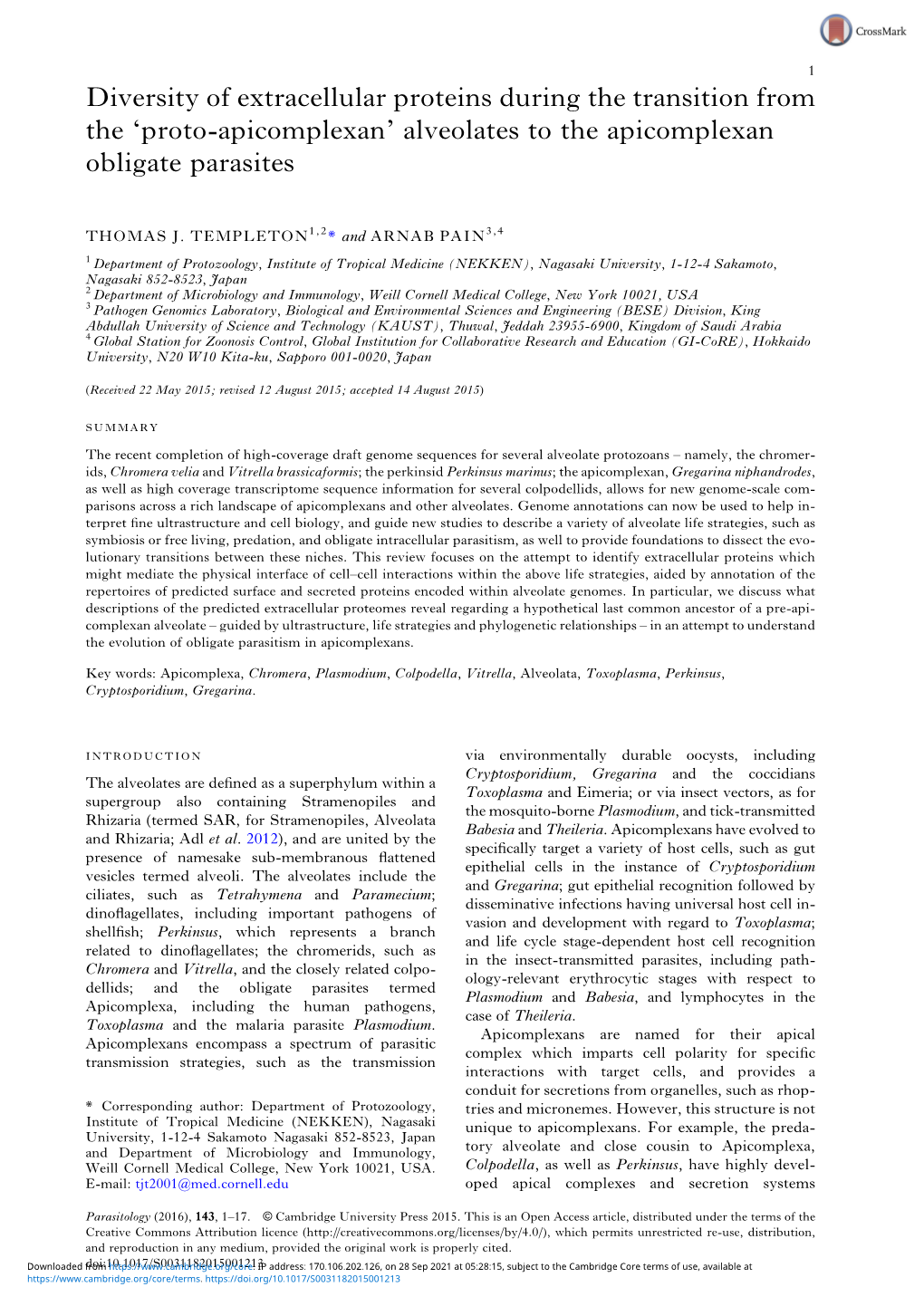 Diversity of Extracellular Proteins During the Transition from the 'Proto