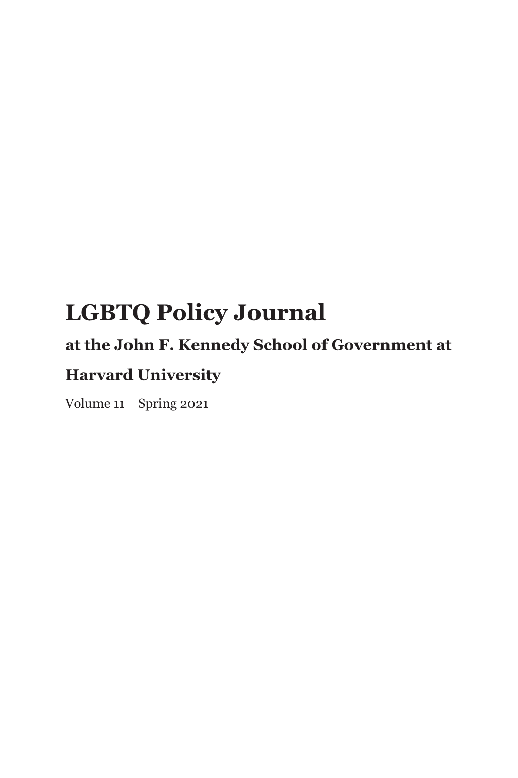 LGBTQ Policy Journal at the John F