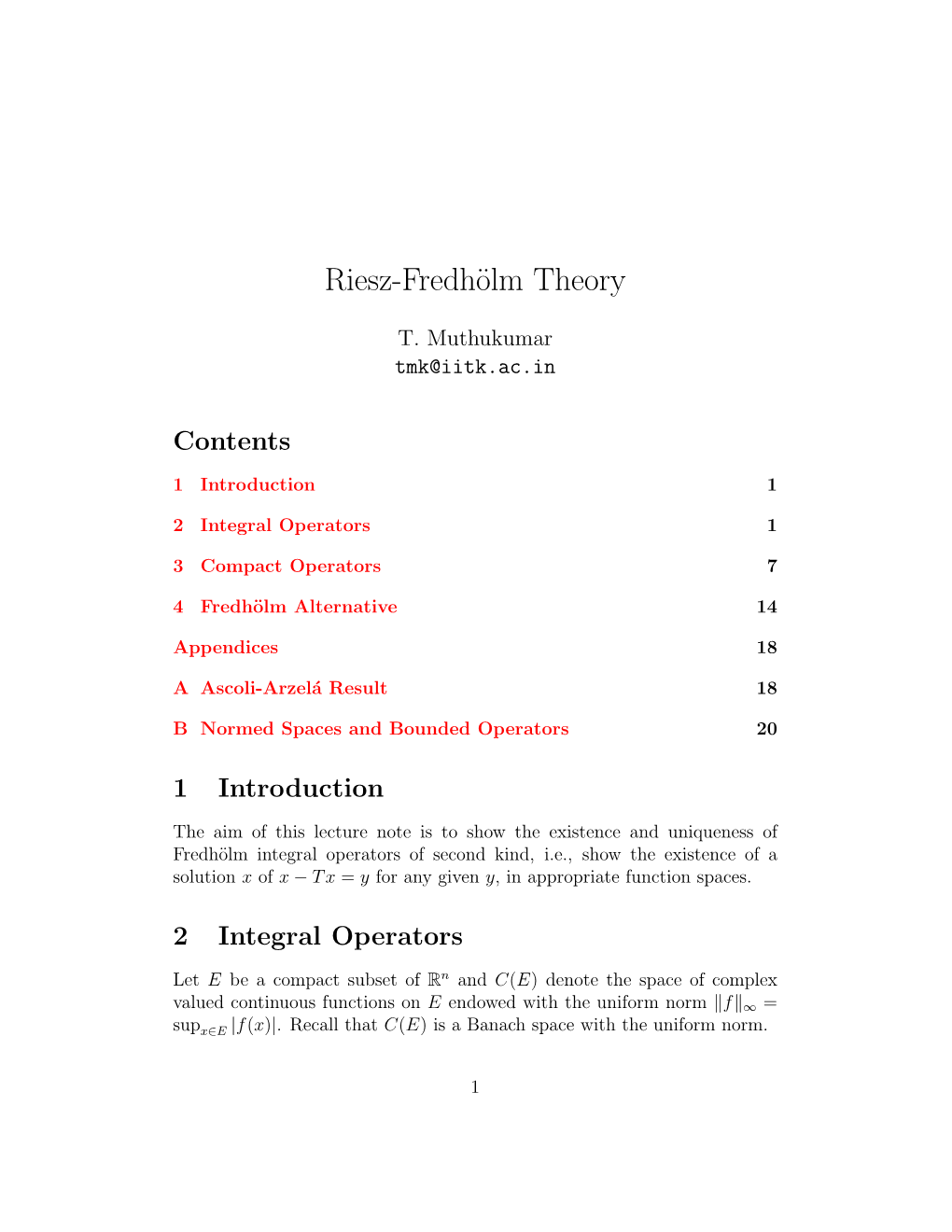 Riesz-Fredhölm Theory