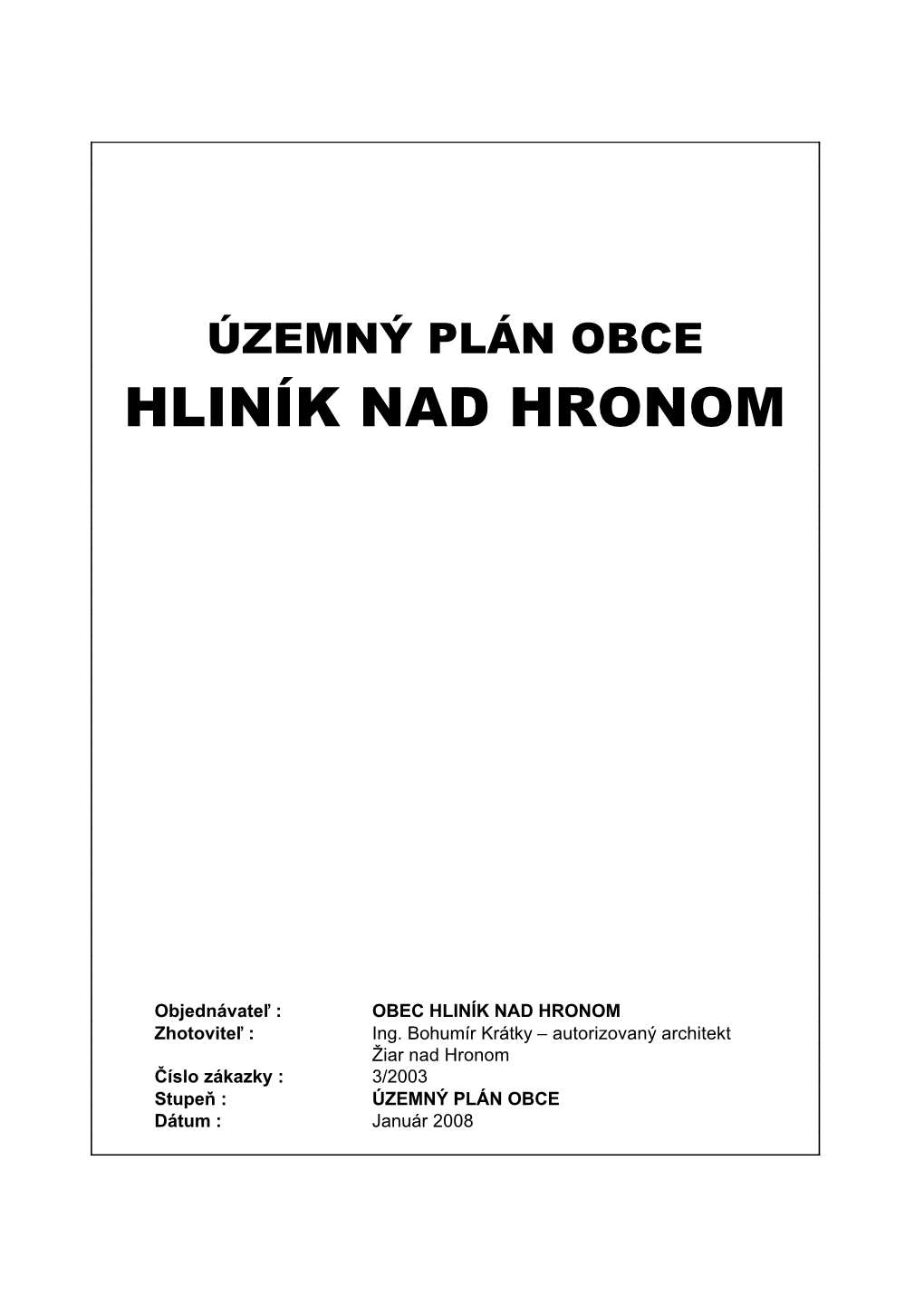 Územný Plán Obce Hliník Nad Hronom