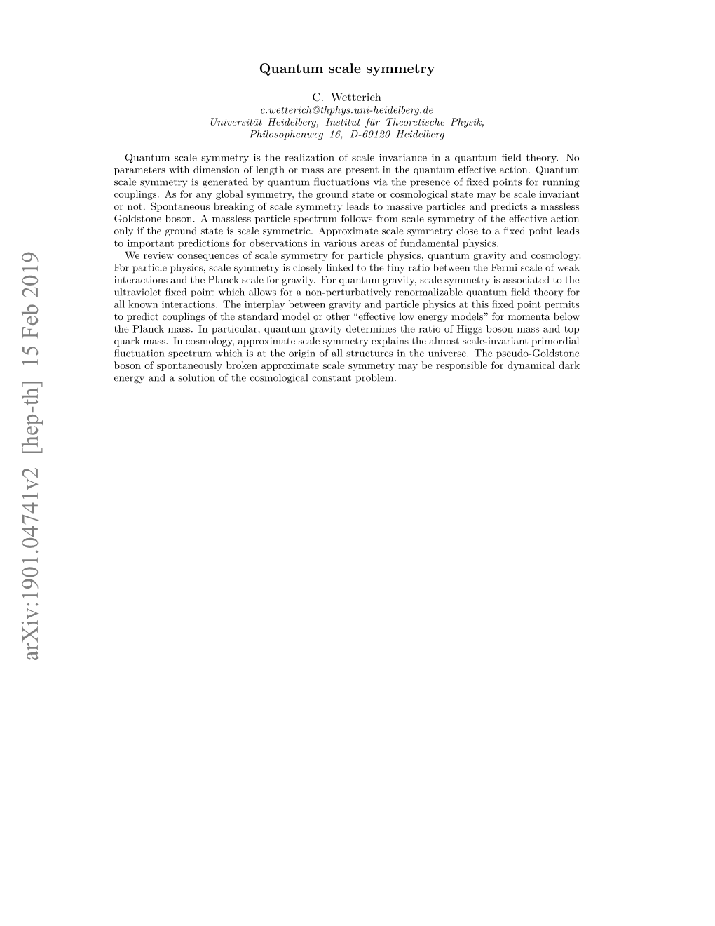 Arxiv:1901.04741V2 [Hep-Th] 15 Feb 2019 2