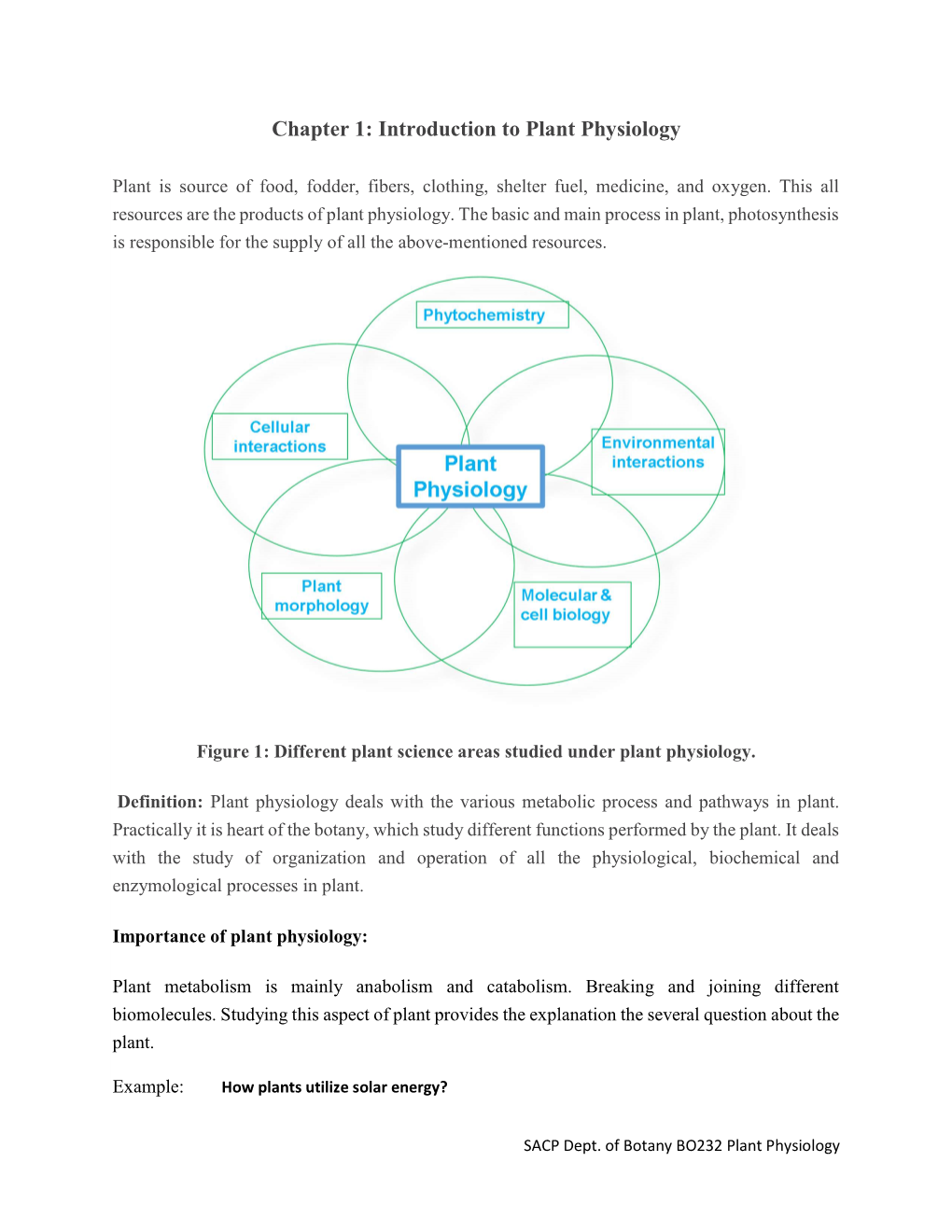 Introduction to Plant Physiology