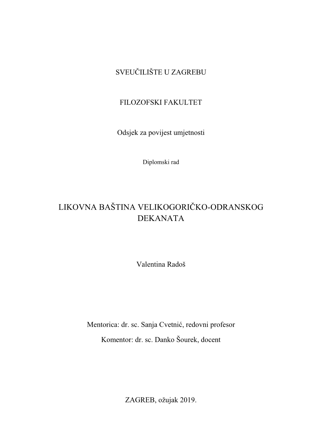 Likovna Baština Velikogoričko-Odranskog Dekanata