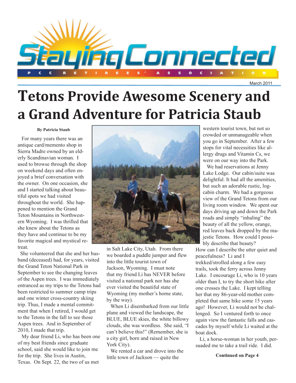 Tetons Provide Awesome Scenery and a Grand Adventure for Patricia Staub