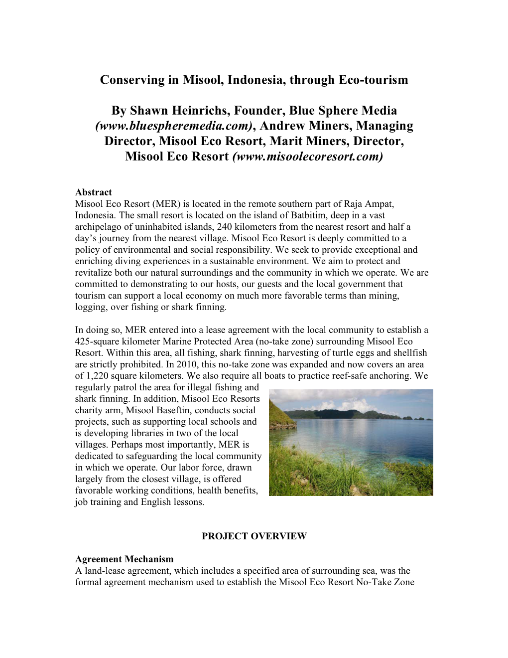 Conserving in Misool, Indonesia, Through Eco-Tourism by Shawn