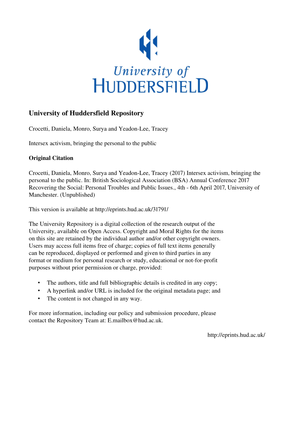 University of Huddersfield Repository