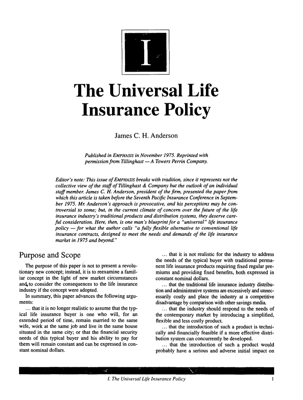 The Universal Life Insurance Policy