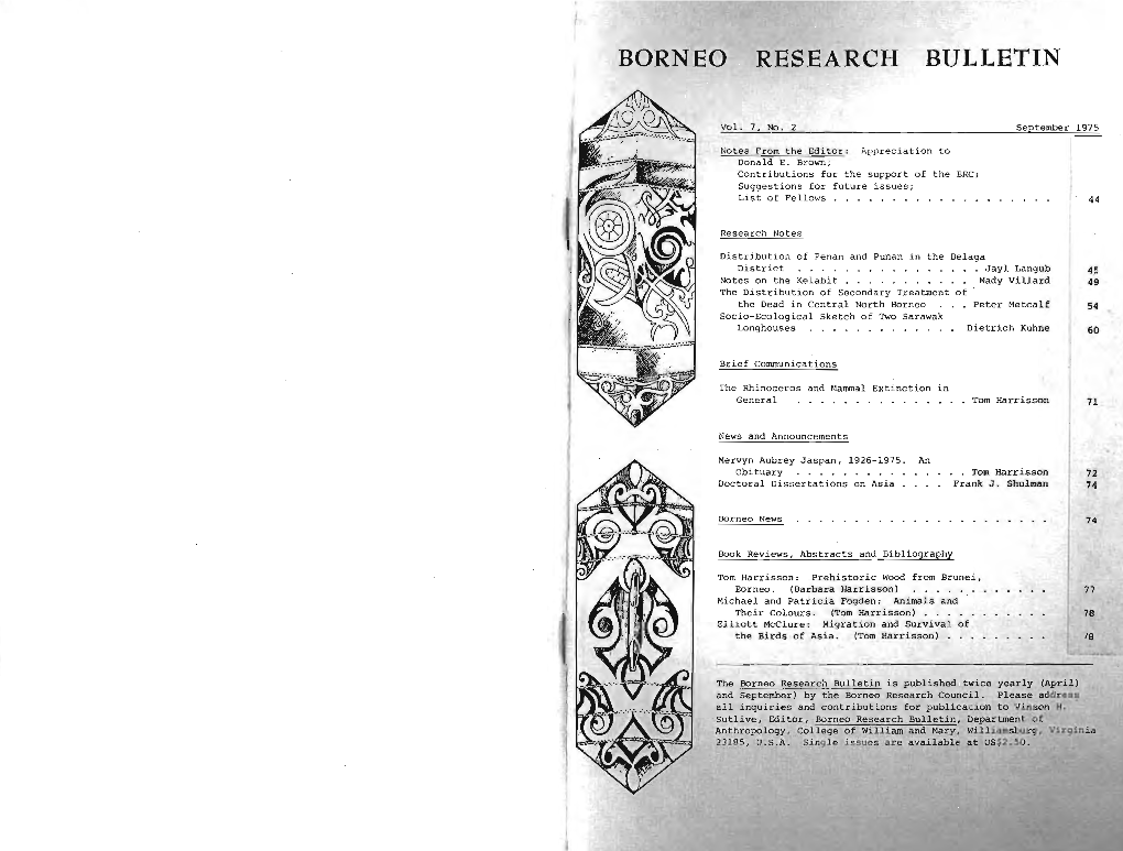 Borneo Research Bulletin, Deparunenr