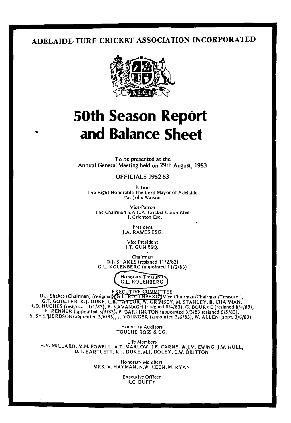 50Th Season Report and Balance Sheet