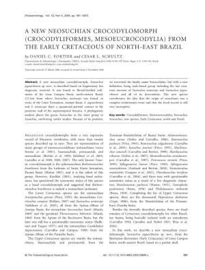 CROCODYLIFORMES, MESOEUCROCODYLIA) from the EARLY CRETACEOUS of NORTH-EAST BRAZIL by DANIEL C