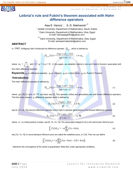 Leibniz's Rule and Fubini's Theorem Associated with Hahn Difference