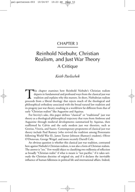 Reinhold Niebuhr, Christian Realism, and Just War Theory a Critique