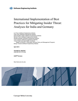 International Implementation of Best Practices for Mitigating Insider Threat: Analyses for India and Germany
