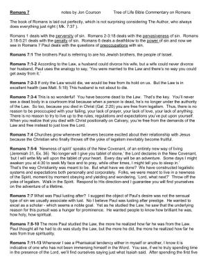 Romans 7 Notes by Jon Courson Tree of Life Bible Commentary on Romans