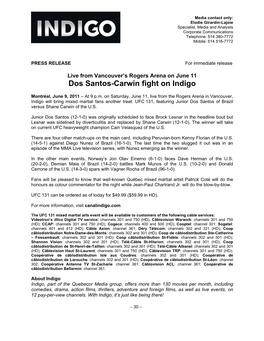 Dos Santos-Carwin Fight on Indigo