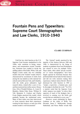 Supreme Court Stenographers and Law Clerks, 1910-1940