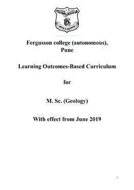 Pune Learning Outcomes-Based Curriculum for M. Sc. (Geology)
