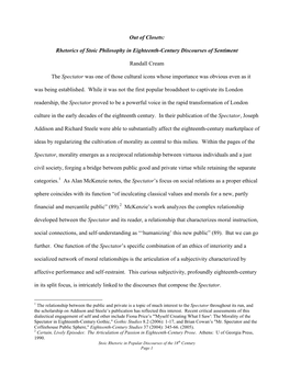 Rhetorics of Stoic Philosophy in Eighteenth-Century Discourses of Sentiment
