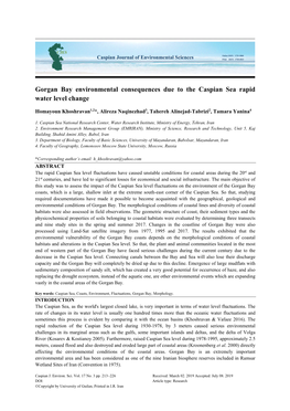 Gorgan Bay Environmental Consequences Due to the Caspian Sea Rapid Water Level Change