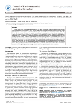 Preliminary Interpretation of Environmental Isotope Data in The