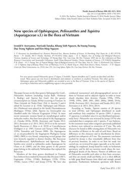 New Species of Ophiopogon, Peliosanthes and Tupistra (Asparagaceae S.L.) in the Flora of Vietnam