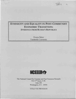 Ethnicity and Equality in Post-Communist Economic Transition : Evidence from Russia's Republics