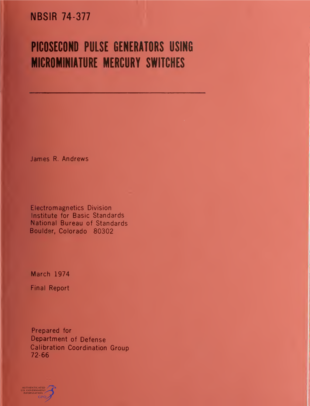 Picosecond Pulse Generators Using Microminiature Mercury Switches