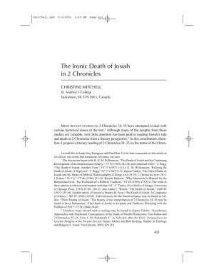 The Ironic Death of Josiah in 2 Chronicles