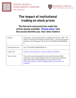 The Impact of Institutional Trading on Stock Prices