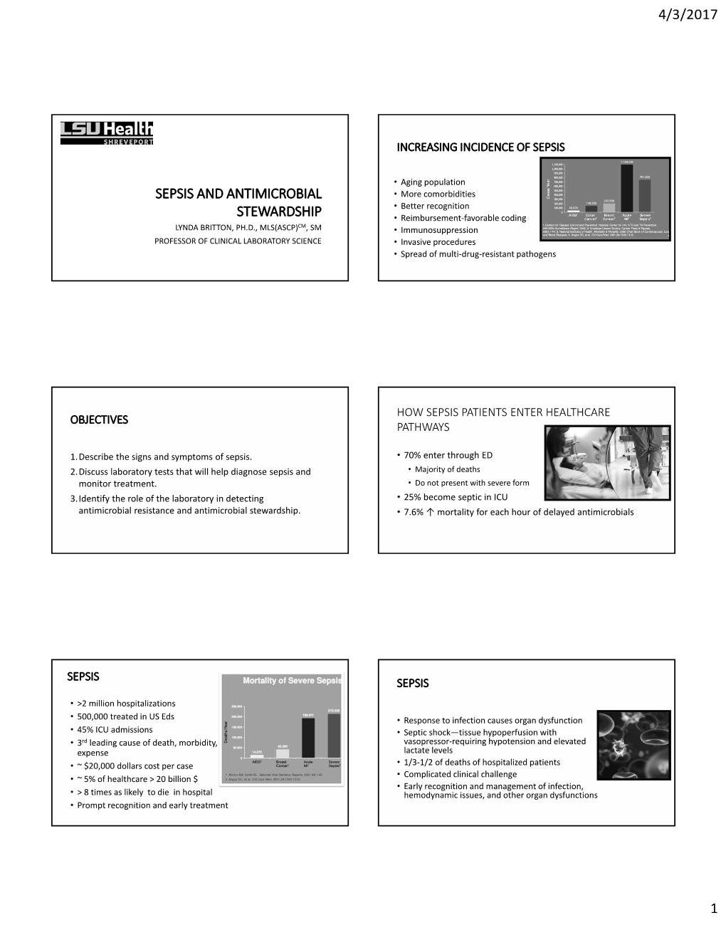 4/3/2017 1 Sepsis and Antimicrobial Stewardship