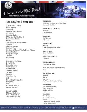 The BBC Band: Song List