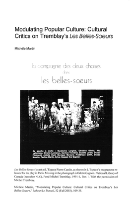 Les Belles Soeurs [Sic]' Tient Presque Du Chef-D'oeuvre," Échos- Vedettes, 7 September 1968