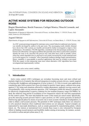 Active Noise Systems for Reducing Outdoor Noise