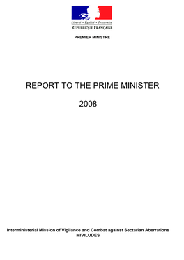 Report to the Prime Minister 2008