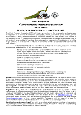 International Galliformes Symposium Taman Safari Prigen, Java, Indonesia