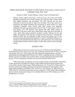 Habitat Utilization & Movements of White Suckers (Catostomus
