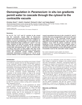 Osmoregulation in Paramecium: in Situ Ion Gradients Permit Water to Cascade Through the Cytosol to the Contractile Vacuole