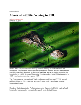 A Look at Wildlife Farming in PHL