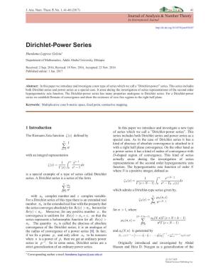 Dirichlet-Power Series -.:: Natural Sciences Publishing