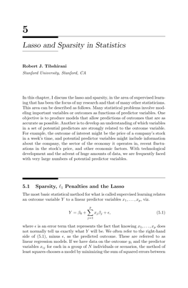 Chapter 5: Lasso and Sparsity in Statistics